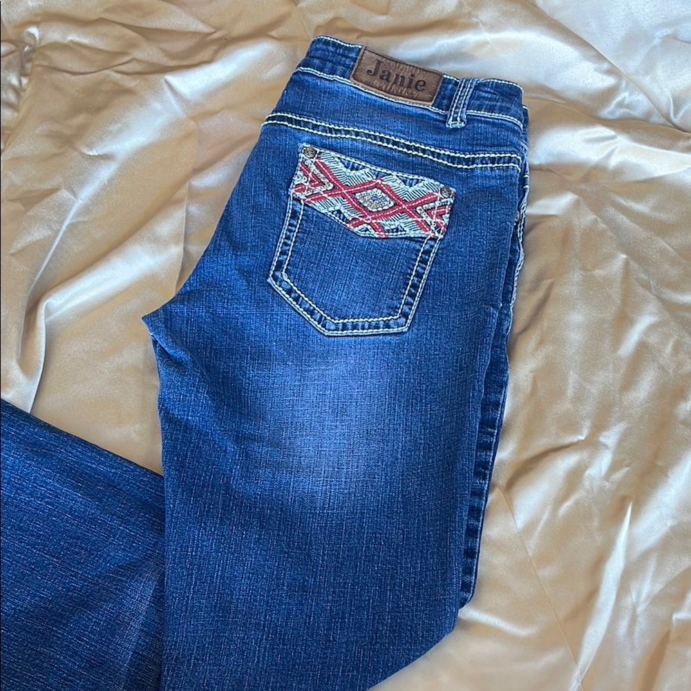 Women's Blue Jeans with Embroidered Pocket